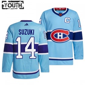 Dresovi Montreal Canadiens Nick Suzuki 14 Adidas 2022-23 Reverse Retro 2.0 Plava Authentic - Dječji